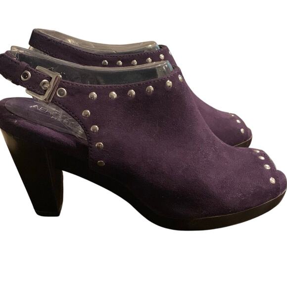 Aerosoles Heels Women's Size 6 Haven Boysenberry Peep Toe Studded Slingback - Picture 2 of 7